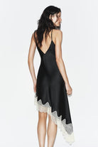 Women Clothing Western Classic Lace Texture Silk Satin Texture Dress TRAF