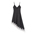 Women Clothing Western Classic Lace Texture Silk Satin Texture Dress TRAF