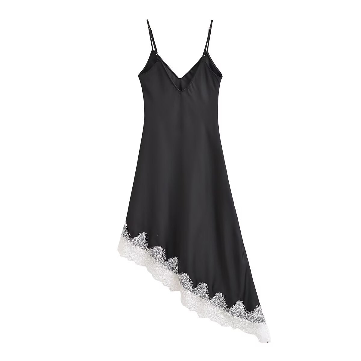 Women Clothing Western Classic Lace Texture Silk Satin Texture Dress TRAF
