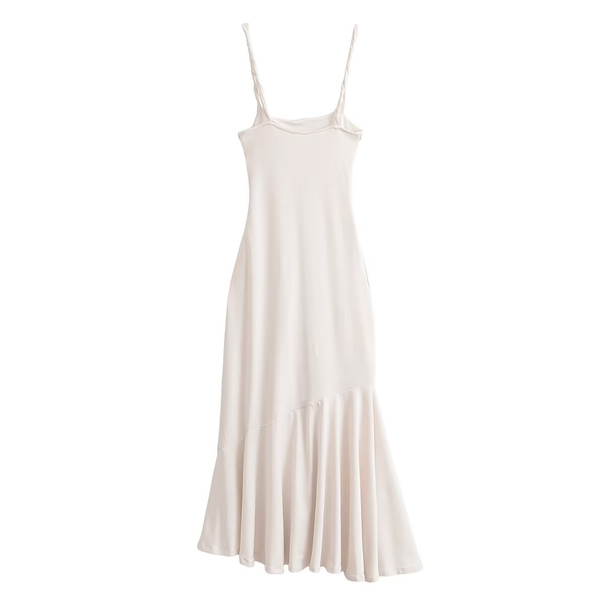 Women Clothing Summer Fashionable Asymmetric Pleated Suspender Maxi Dress TRAF