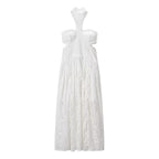 Lace Embroidered Silk Lace Tulle Backless French Halter Dress Women Summer Vacation Lightweight Dress JiaJia