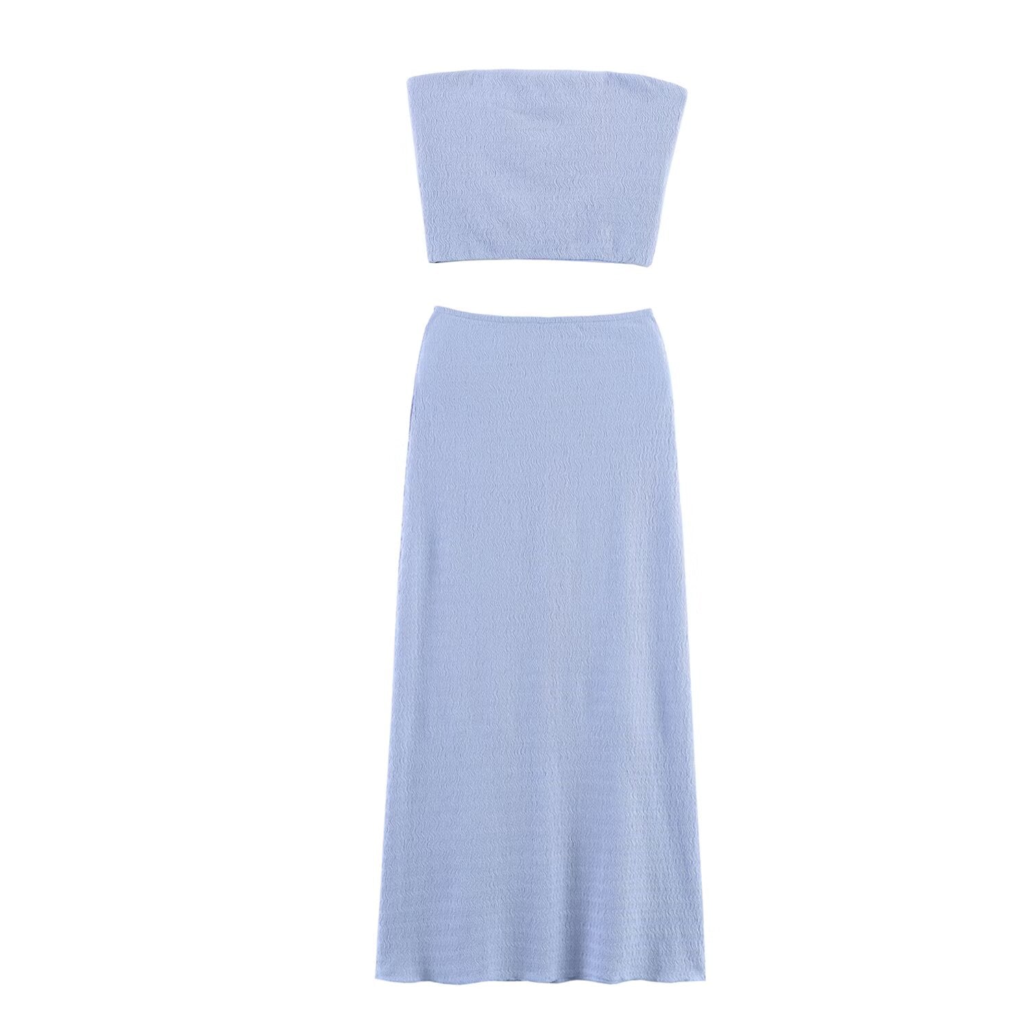 Women Summer Texture Tank Top Midi Skirt Set SenDa