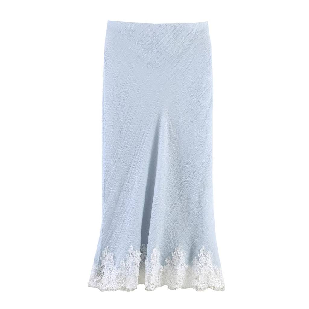 Women Clothing Western Lace Clothing Short Top Lace Midi Skirt Sets SenDa