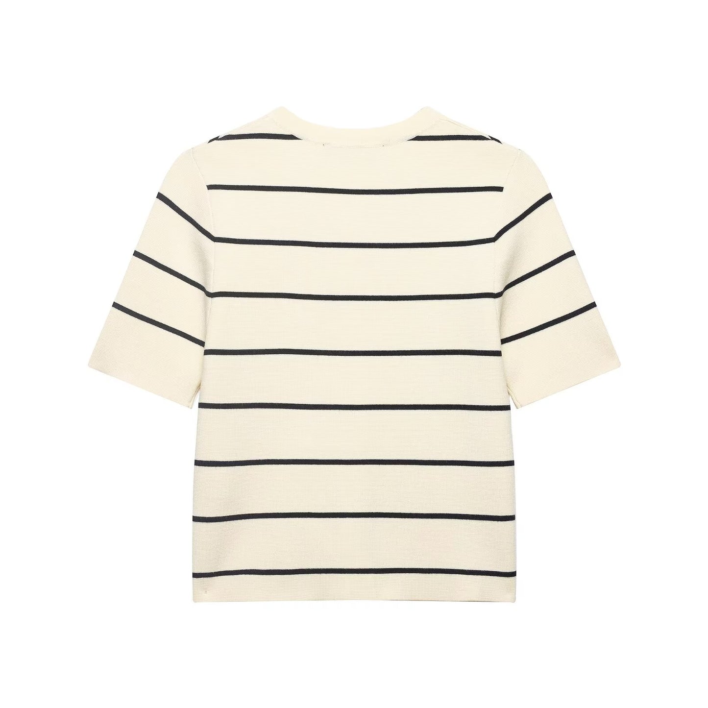 Women Striped Short Sleeved Knitted Jacket Mini Skirt Stes flightCourse
