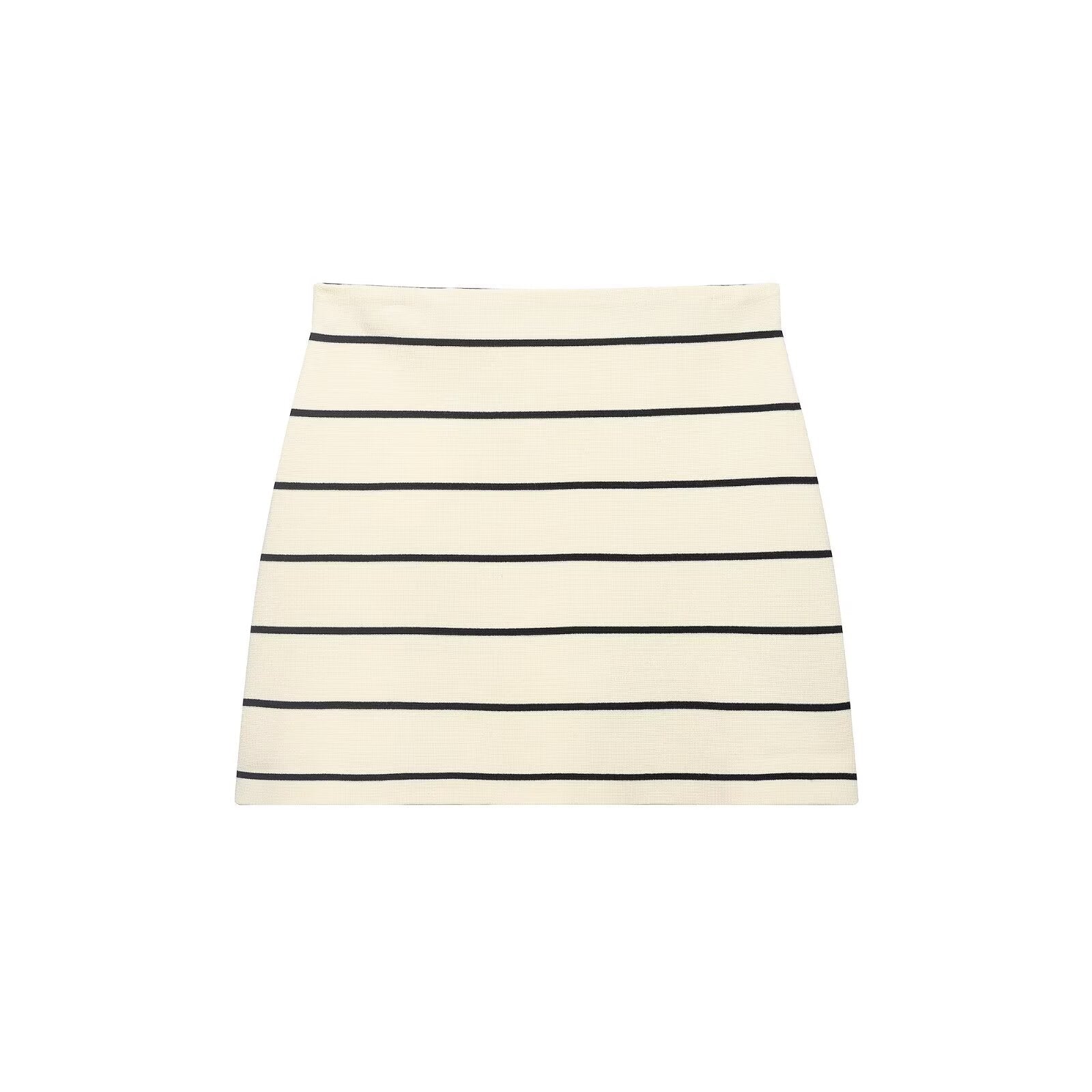 Women Striped Short Sleeved Knitted Jacket Mini Skirt Stes flightCourse