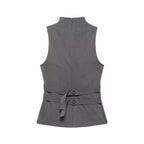 Women Clothing Summer Button Turtleneck Sleeveless Top flightCourse