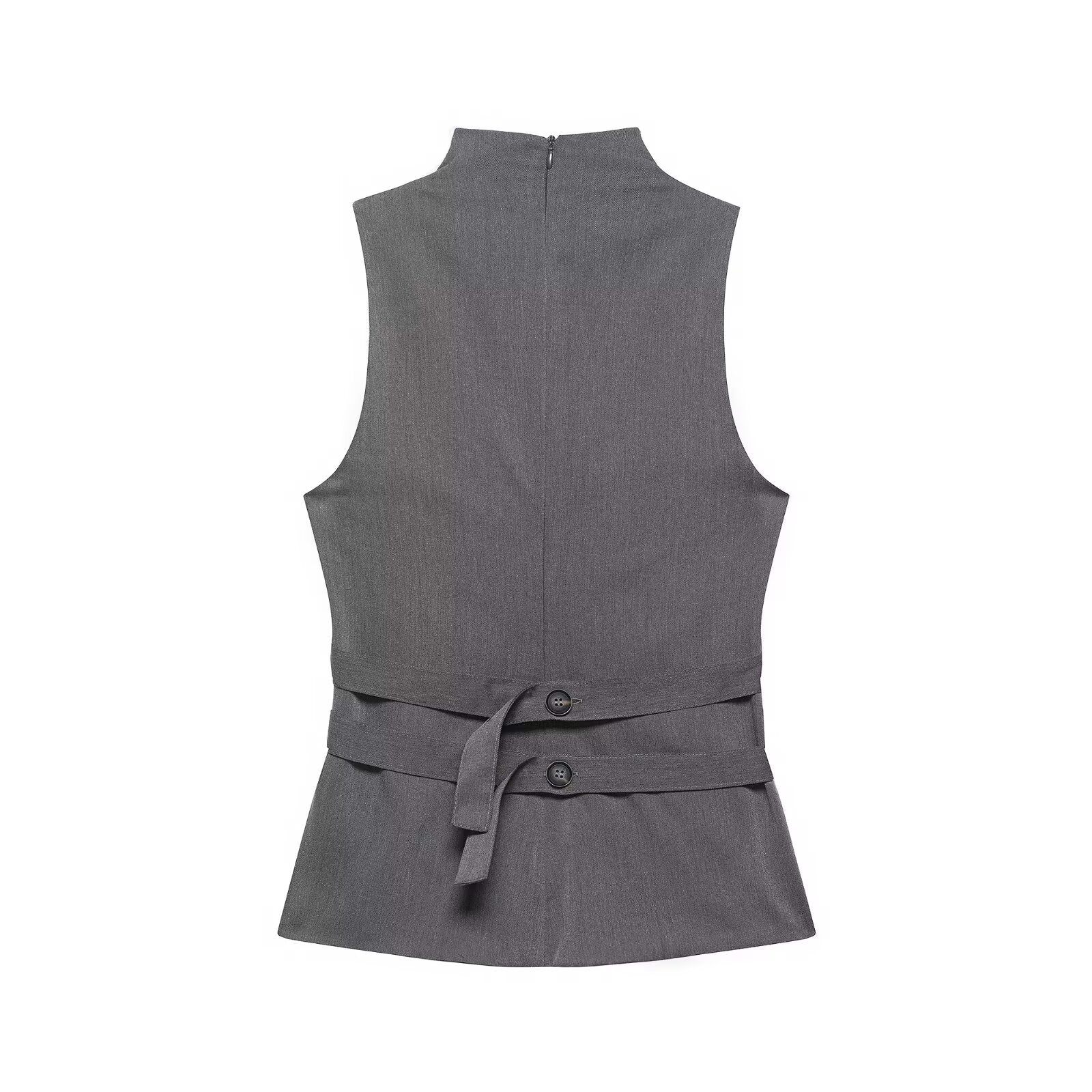 Women Clothing Summer Button Turtleneck Sleeveless Top flightCourse