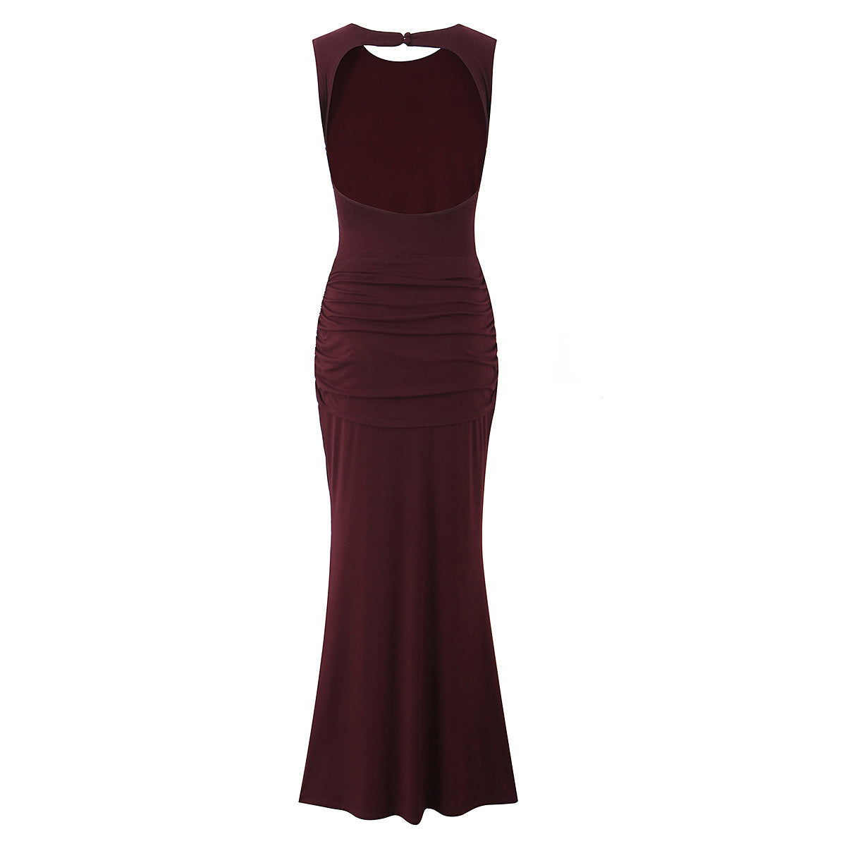 Women Clothing Summer Irregular Asymmetric Slim Fit Ruched round Neck Sleeveless Dress Camille