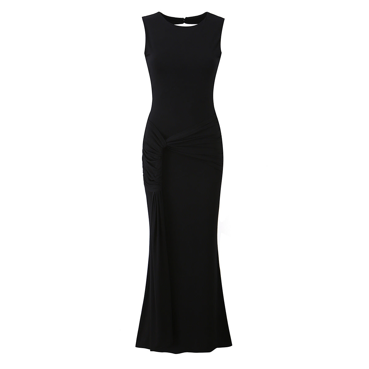 Women Clothing Summer Irregular Asymmetric Slim Fit Ruched round Neck Sleeveless Dress Camille