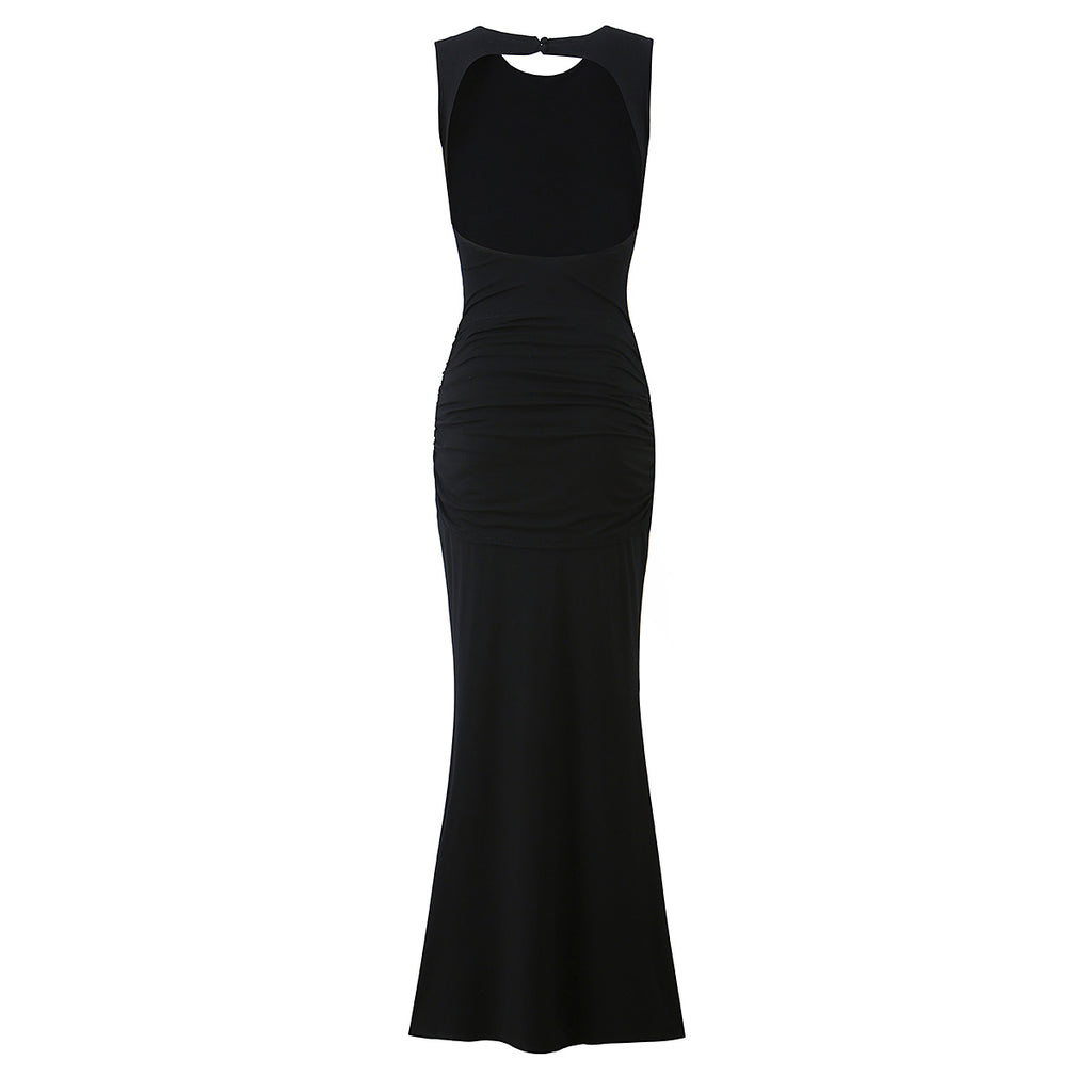 Women Clothing Summer Irregular Asymmetric Slim Fit Ruched round Neck Sleeveless Dress Camille
