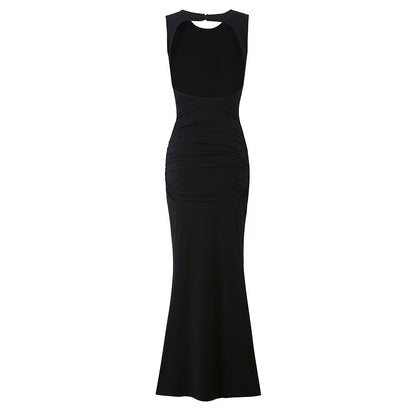 Women Clothing Summer Irregular Asymmetric Slim Fit Ruched round Neck Sleeveless Dress Camille