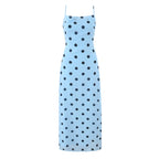 Gentle Elegant Pink Polka Dot Brace Dress Women Vintage Backless Lace up Design Tight Waist Maxi Dress Camille