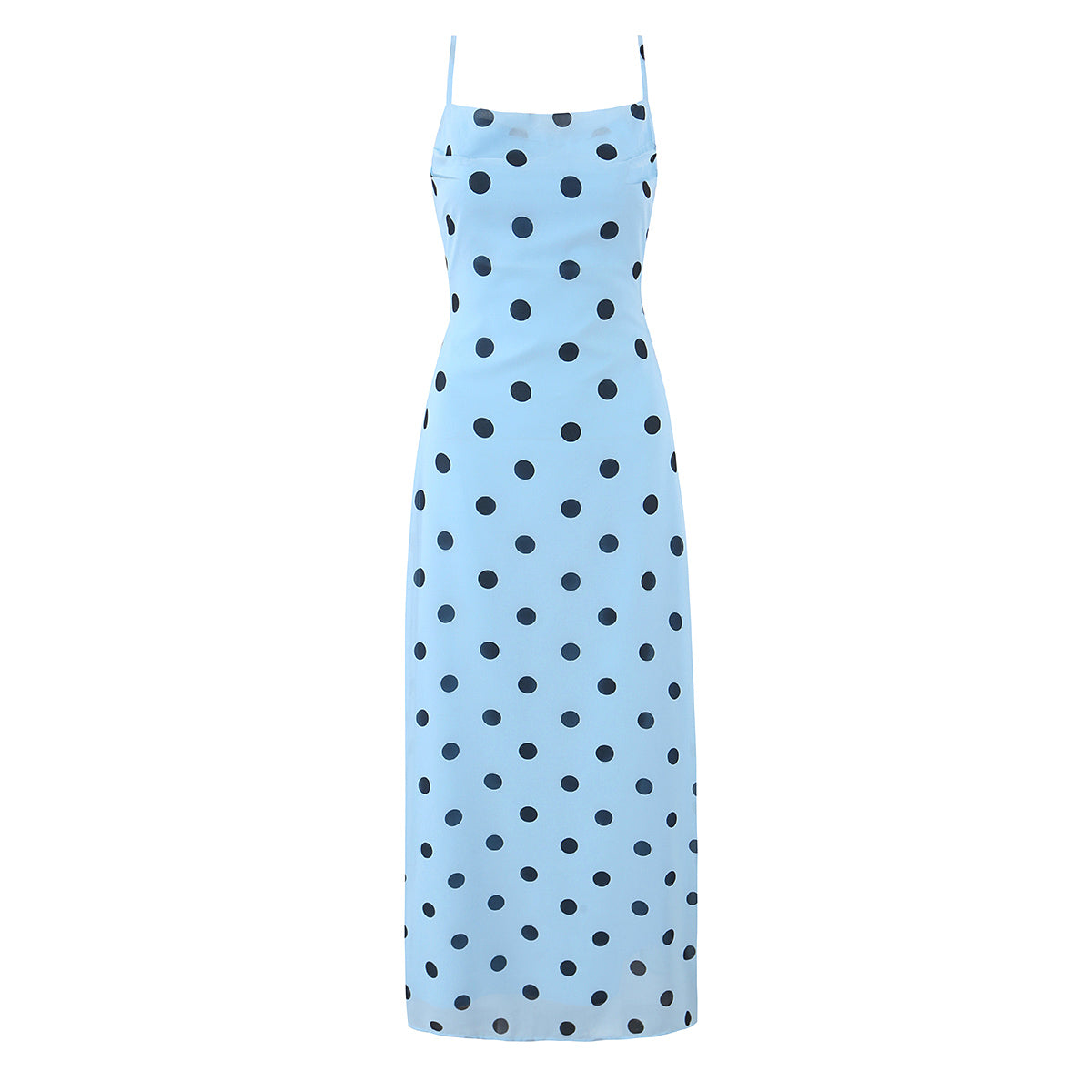 Gentle Elegant Pink Polka Dot Brace Dress Women Vintage Backless Lace up Design Tight Waist Maxi Dress Camille
