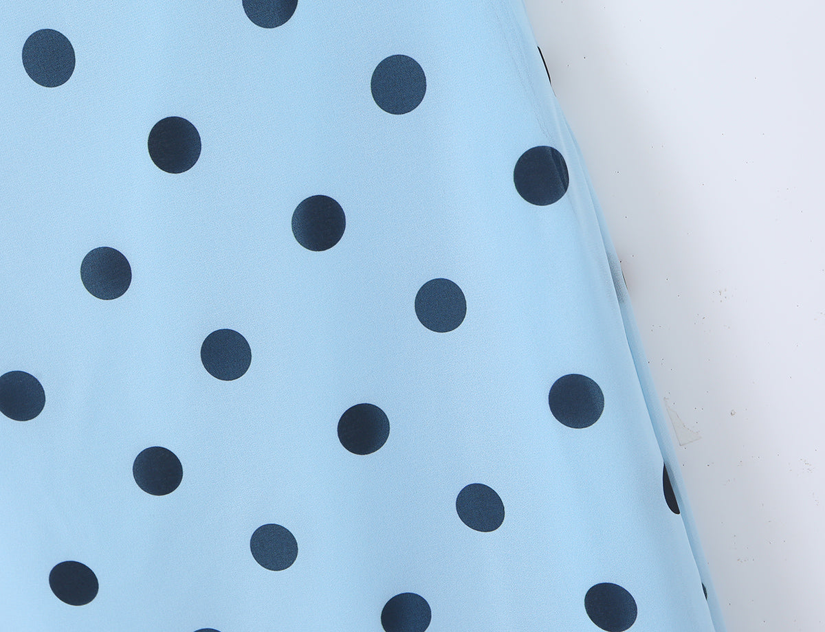 Gentle Elegant Pink Polka Dot Brace Dress Women Vintage Backless Lace up Design Tight Waist Maxi Dress Camille