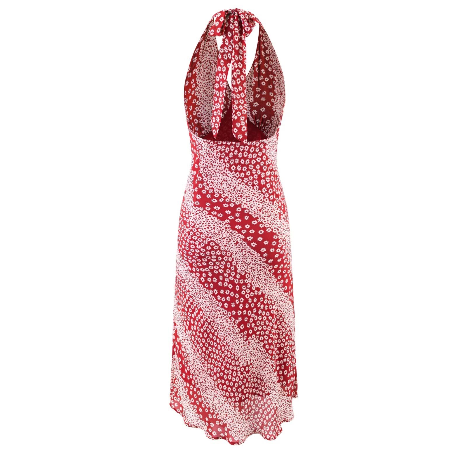 Romantic Atmosphere Printed Maxi Dress V neck Slim Halter Dress PullWind