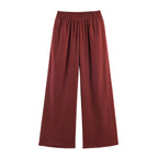 Summer Women Blended Bow Double Breasted Wide Leg Pants Set SenDa