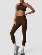 Nude Feel Indoor Training Workout Clothes Women Summer High Elastic Breathability Underwear Sports Hip-Lifting Trousers Yoga Two Piece Sets YiGlo
