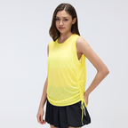 Simple round Neck Sleeveless Sports Vest Women Thin Breathable Side Drawstring Yoga Clothes Blouse Summer Tichin