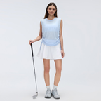 Simple round Neck Sleeveless Sports Vest Women Thin Breathable Side Drawstring Yoga Clothes Blouse Summer Tichin