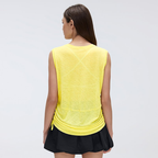 Simple round Neck Sleeveless Sports Vest Women Thin Breathable Side Drawstring Yoga Clothes Blouse Summer Tichin
