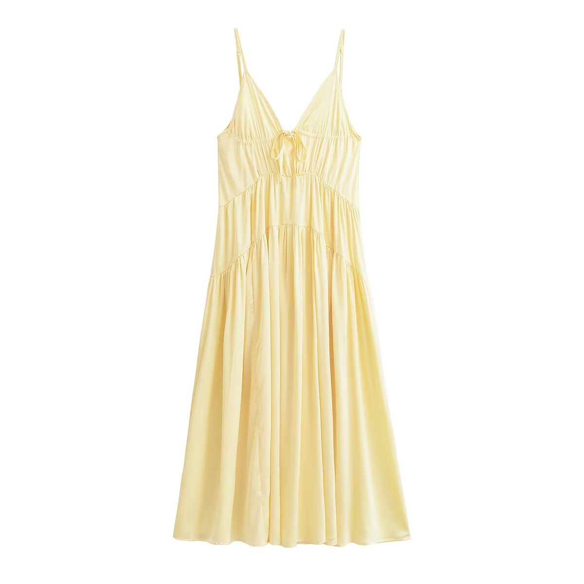 Elegant Women Clothing Simple Thin Strap Pleated Dress TRAF