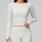 Summer Cream Brushed Yoga Clothes Long Sleeve Outdoor Sports Running Workout Long Sleeve Yoga Clothes Women Sollinarry