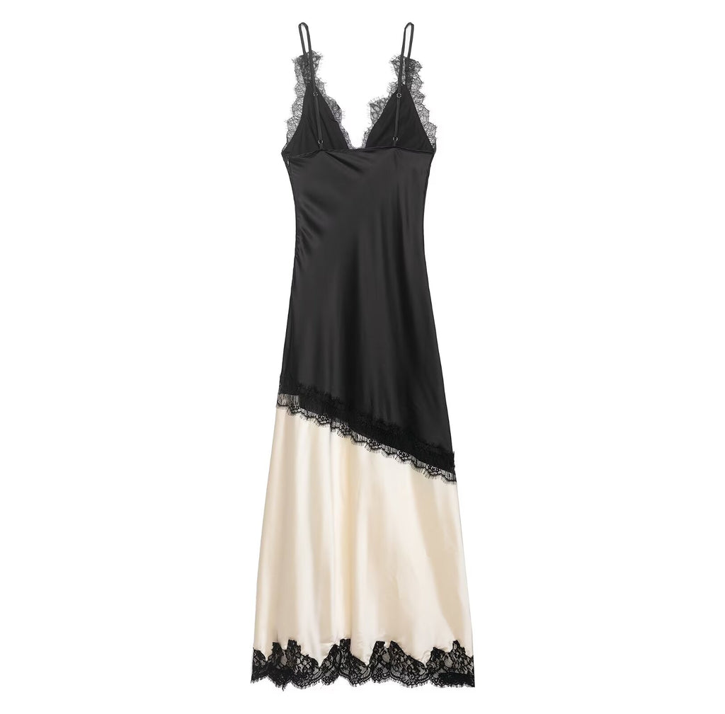 Women Clothing Summer Elegant Lace Splicing Sling Dress Women flightCourse