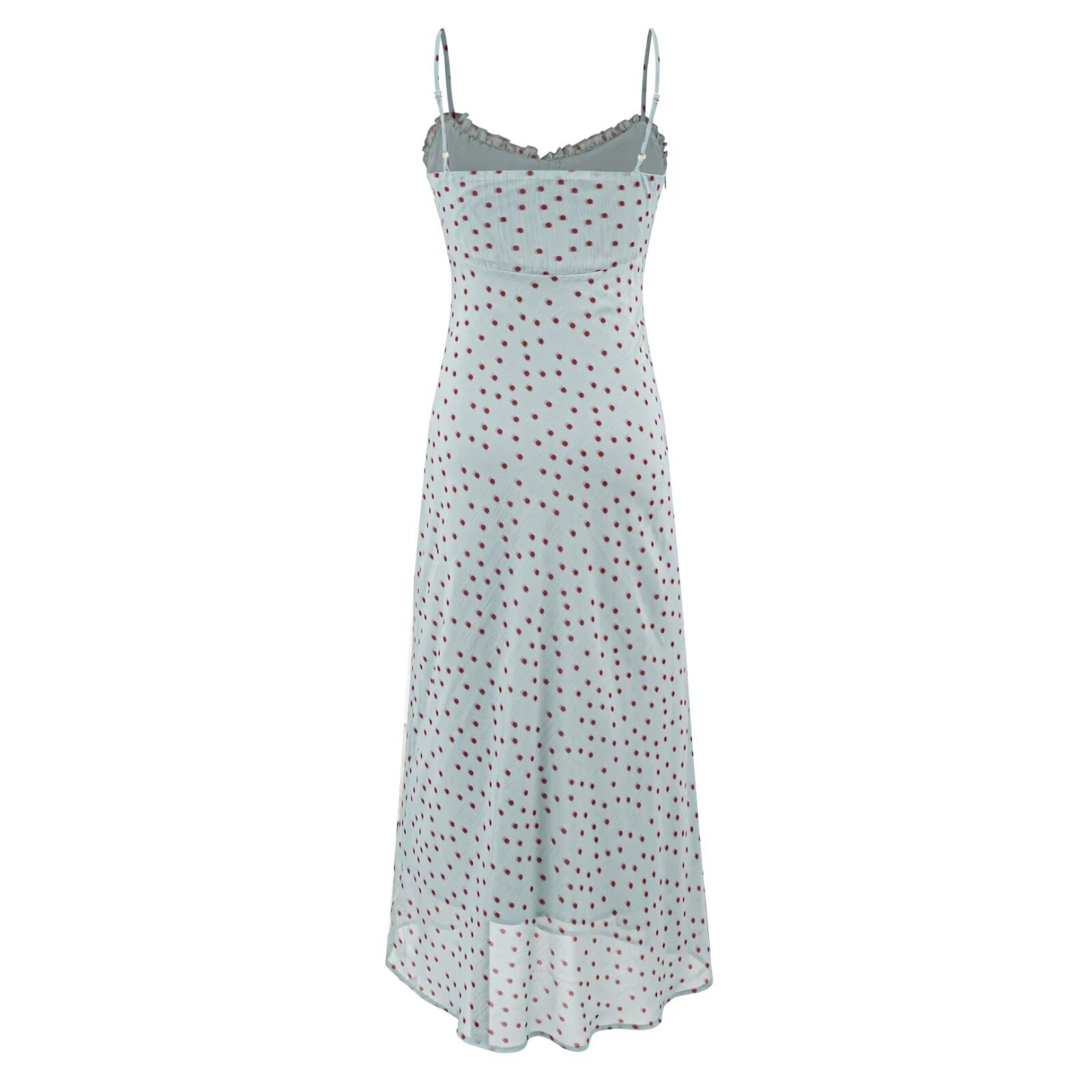 Sexy Vacation Wooden Ear Cami Dress Summer Slim Fit Slimming Retro Polka Dot Maxi Dress PullWind