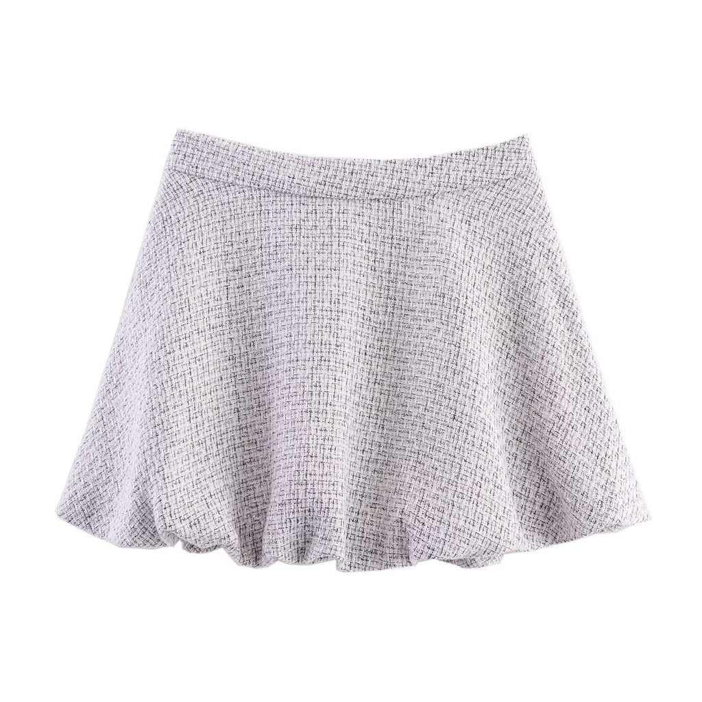 Women Clothing Tweed Sleeveless Vest Half Length Skirt Outfit Wennie
