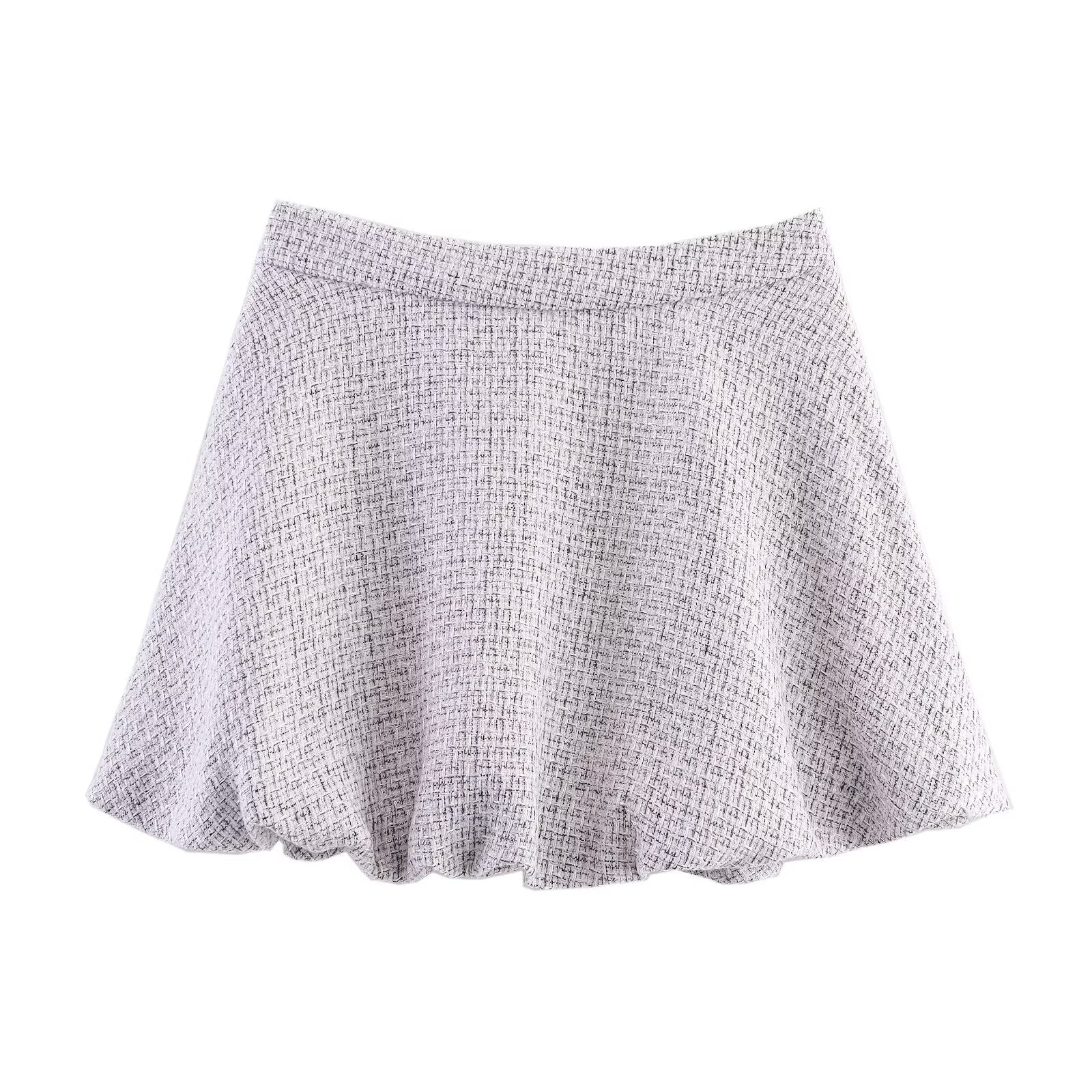 Women Clothing Tweed Sleeveless Vest Half Length Skirt Outfit Wennie