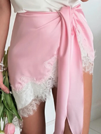 Women Clothing Graceful Lace Stitching Triangle Fart Curtain Lace up Skirt Four Colors TinkleBell