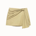 Women Clothing Top Product Lace up Design Diagonal Cloth Skirt Shell