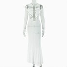 Women Sheath Personality Backless One Step Dress V neck Long Sleeve Design Dress Kinci