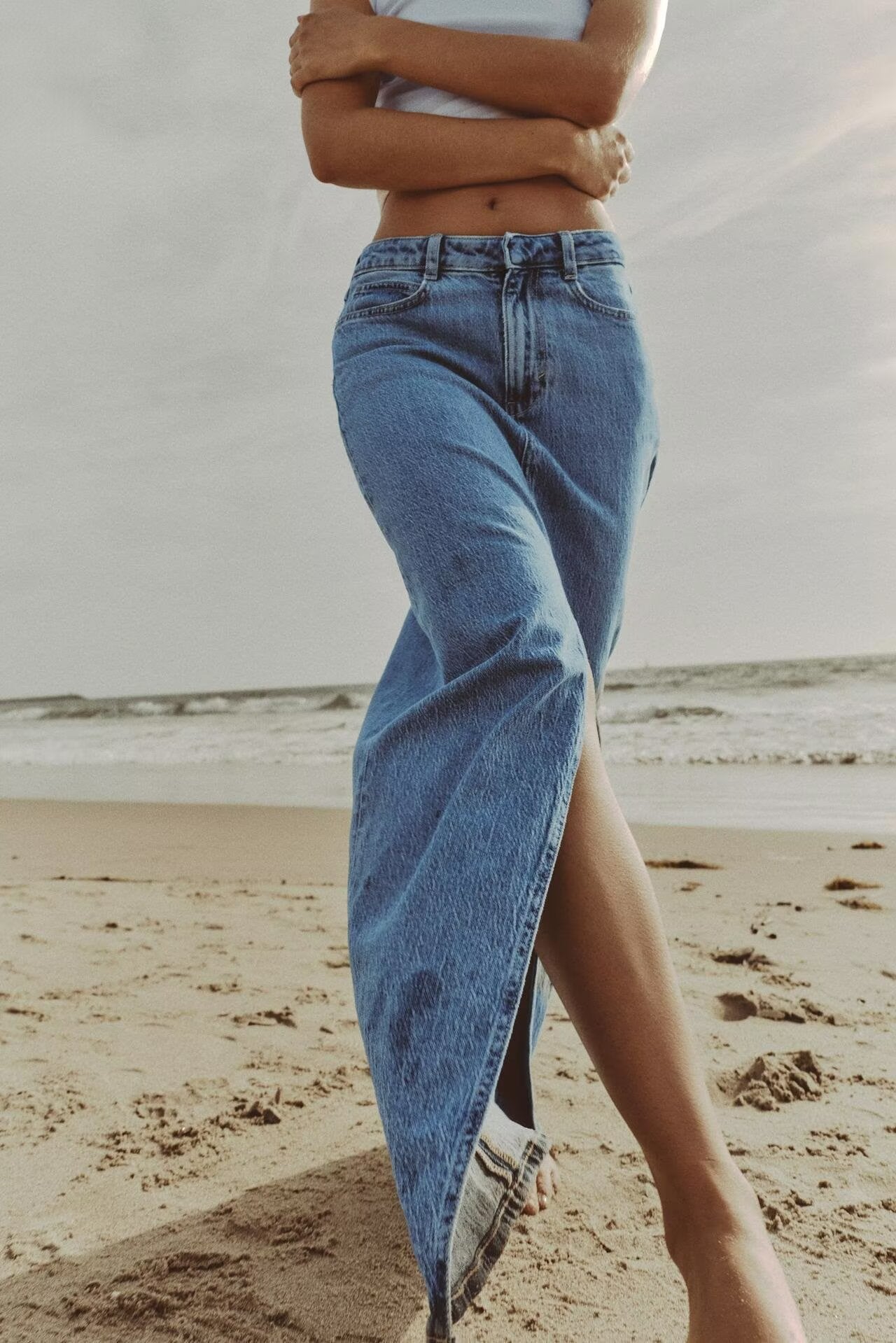 Women Summer Casual Denim Midi Skirt flightCourse