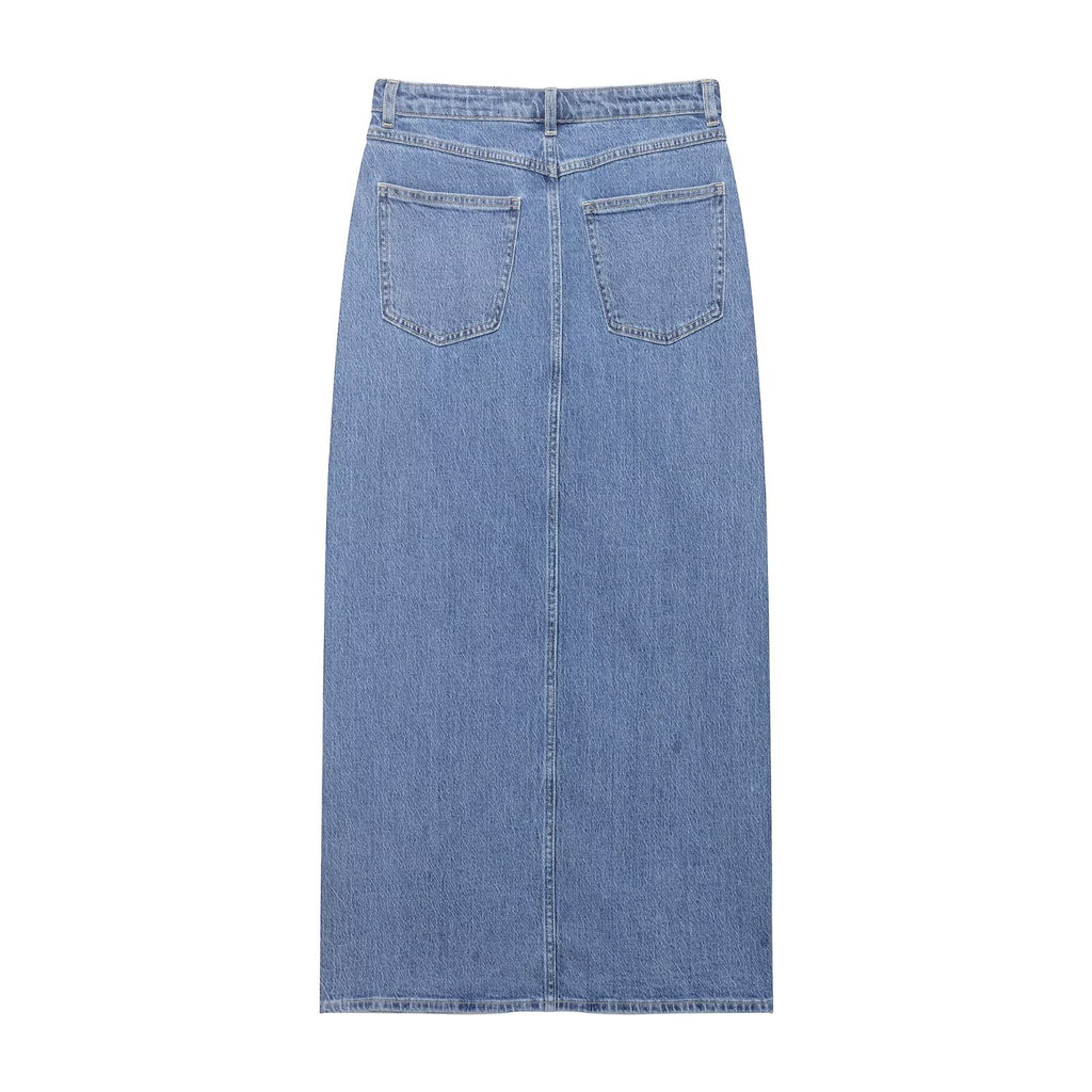 Women Summer Casual Denim Midi Skirt flightCourse