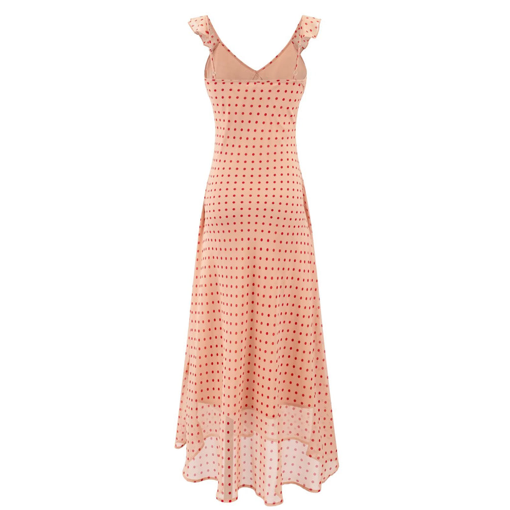 Vacation Green Elegant Dress Women Sexy V neck Flounce Slim Fit Sheath Tea Break Dress PullWind