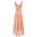 Vacation Green Elegant Dress Women Sexy V neck Flounce Slim Fit Sheath Tea Break Dress PullWind