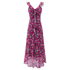 Vacation Green Elegant Dress Women Sexy V neck Flounce Slim Fit Sheath Tea Break Dress PullWind