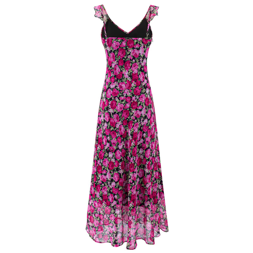 Vacation Green Elegant Dress Women Sexy V neck Flounce Slim Fit Sheath Tea Break Dress PullWind