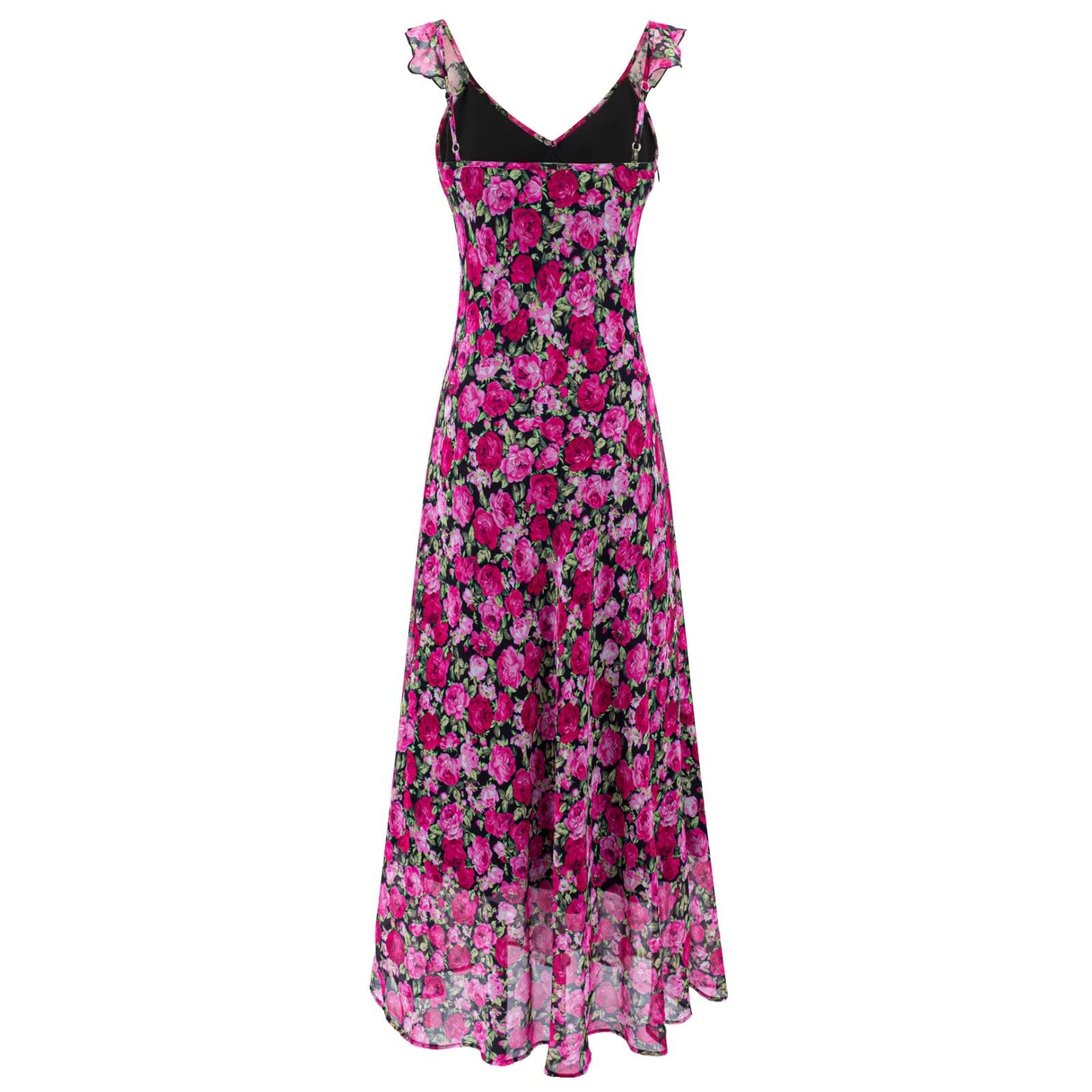 Vacation Green Elegant Dress Women Sexy V neck Flounce Slim Fit Sheath Tea Break Dress PullWind