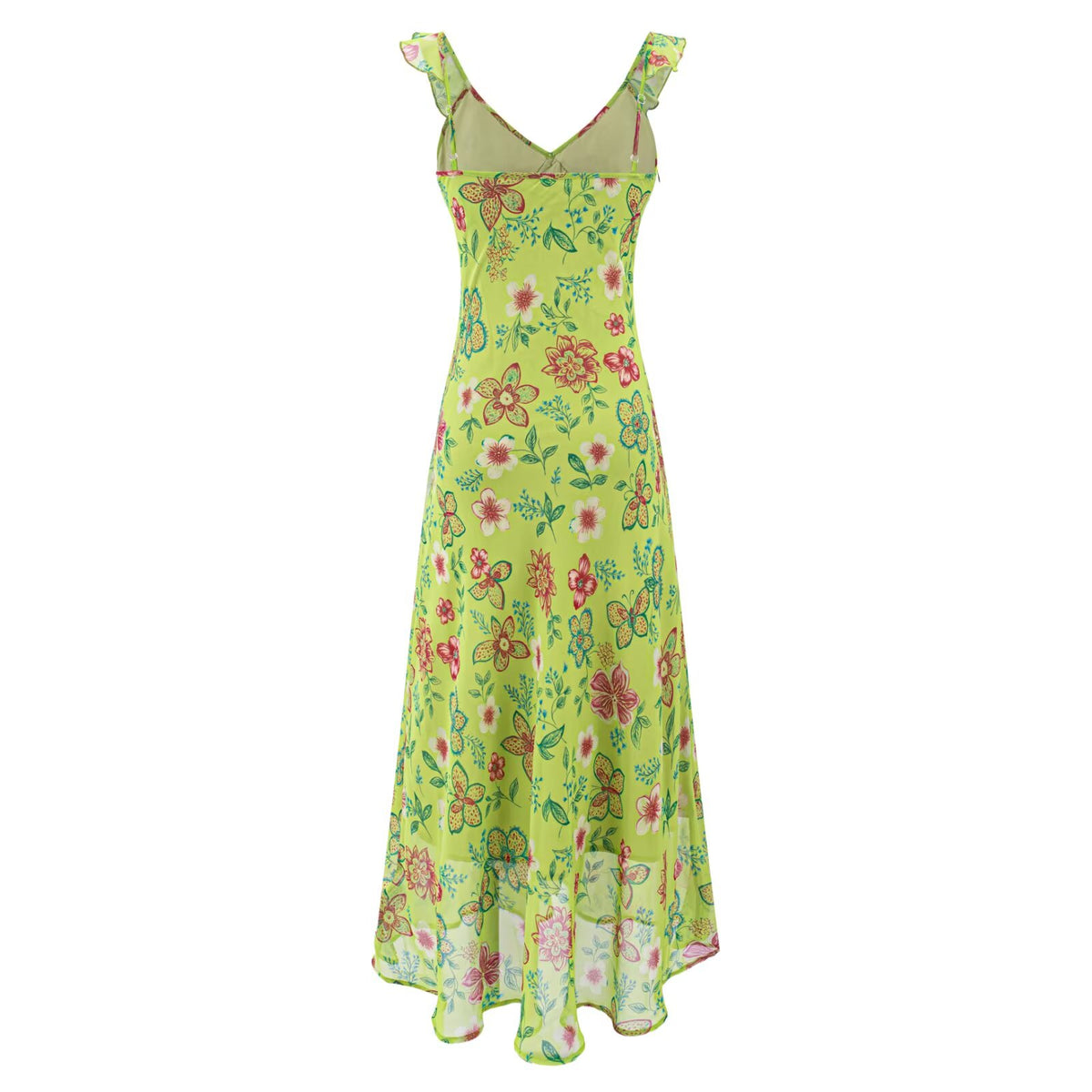 Vacation Green Elegant Dress Women Sexy V neck Flounce Slim Fit Sheath Tea Break Dress PullWind
