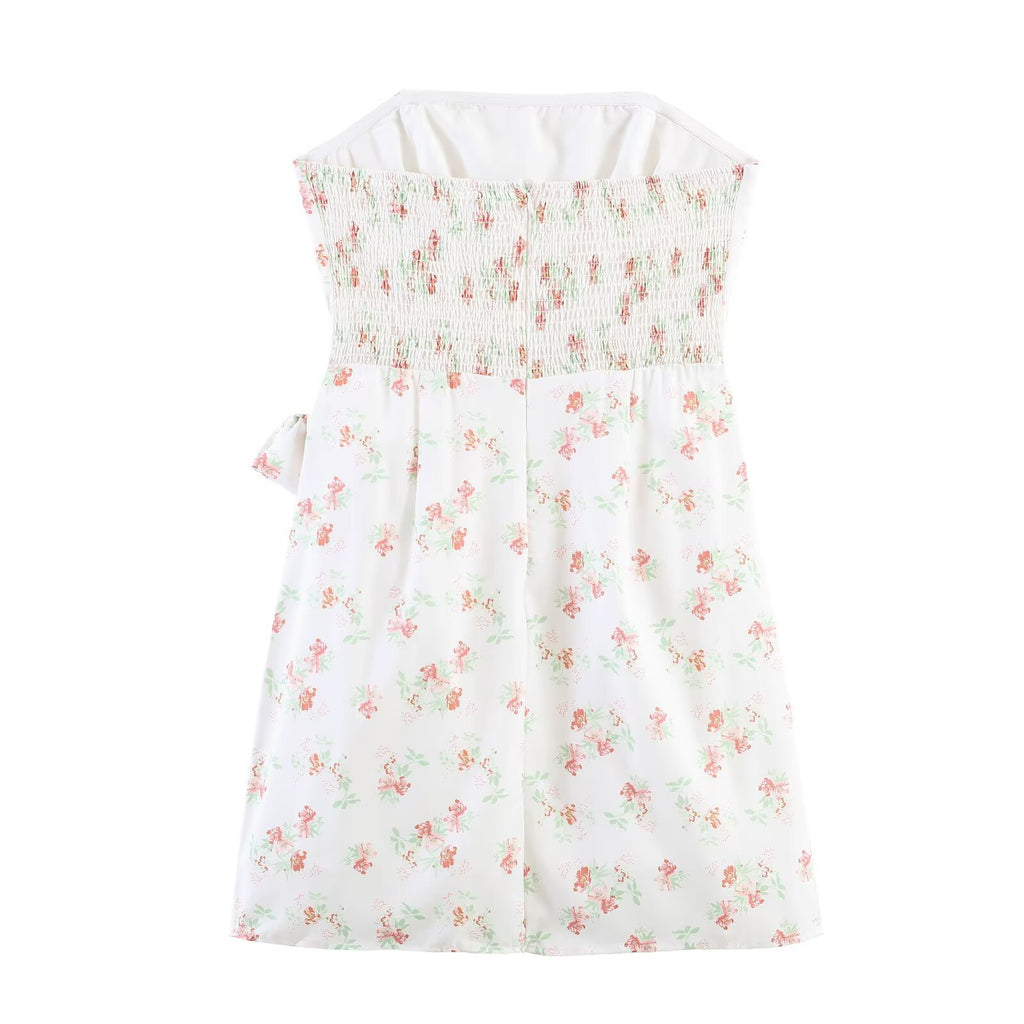 Spring Slim Fit Slimming Wrapped Chest Printed Dress Wennie