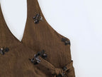Fashionable Sequin Hanging Collar Top Pant Sets SenDa
