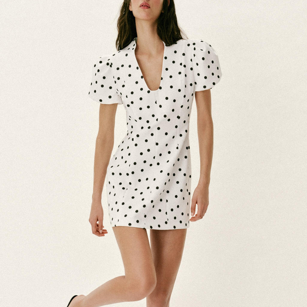 Spring Women Clothing Slim Fit Graceful Puff Sleeve Short Dress FRIDAY