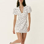 Spring Women Clothing Slim Fit Graceful Puff Sleeve Short Dress FRIDAY