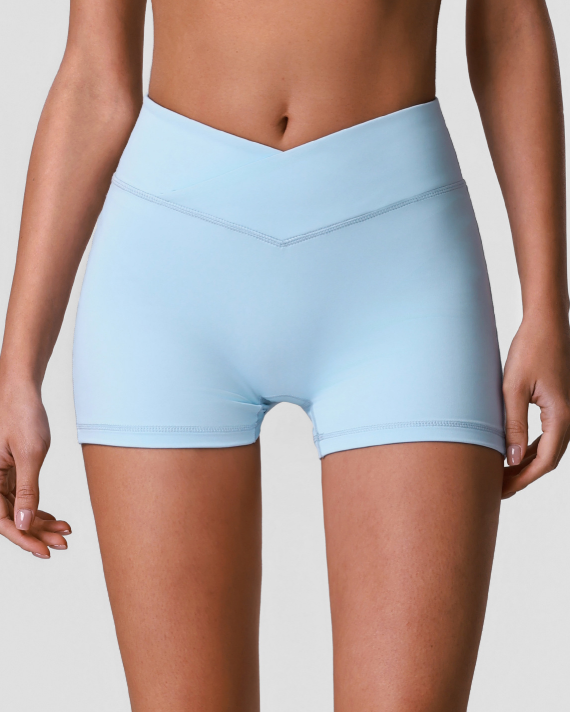 Nude Feel Outdoor Running Exercise Shorts Cross V Waist Hip Lifting Shorts Fitness High Waist Tight Yoga Clothes YiGlo