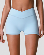 Nude Feel Outdoor Running Exercise Shorts Cross V Waist Hip Lifting Shorts Fitness High Waist Tight Yoga Clothes YiGlo