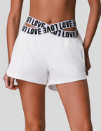 Wearable Stretch Letter Graphic Belt Yoga Shorts Summer Exposure Proof Belt Lining Running Workout Pants Pockets YiGlo