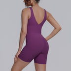 Women Nude Feel No Embarrassment Line Sports Shorts Sexy V neck Beauty Back Running Fitness Pants Yoga Set NESHA