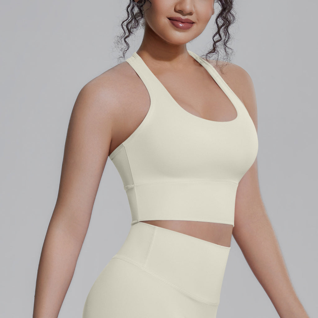 Solid Color Sports Bra Underwear with Chest Pad I Shaped Vest Casual Bra Yoga Clothes Quick Drying Workout Top NESHA